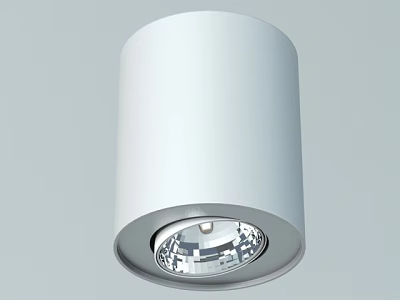Modern White Downlight Spotlight With Sleek Cylindrical Design And Metal Rim 3d model