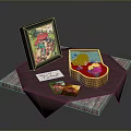 Decorative Household Items On Wooden Table With Colorful Photo Frame Decorative Box And Greeting Card
