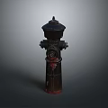 Vintage Black Fire Hydrant With Red Accents And Classic Design