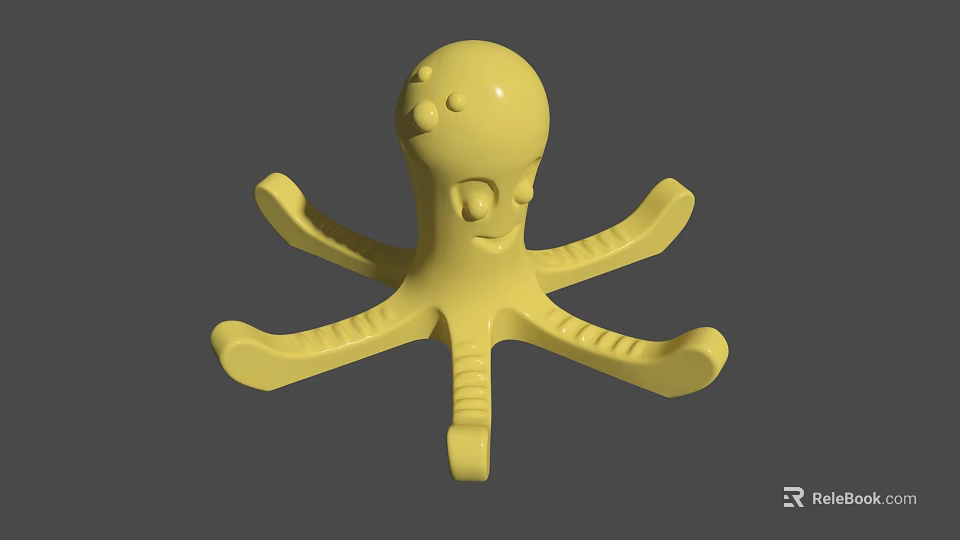 Yellow Octopus Shaped Decorative Ornament For Aquarium Fish Tank 3d model 