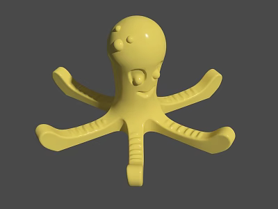 Yellow Octopus Shaped Decorative Ornament For Aquarium Fish Tank 3d model