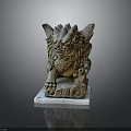 Traditional Stone Lion Statue With Carved Mane And Claws On Marble Base