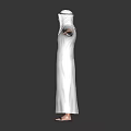 A Man In Traditional White Robe And Headscarf Standing With Arms Outstretched Against Gray Background
