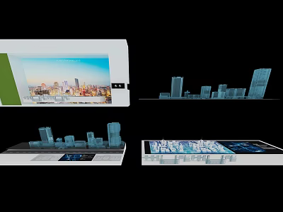 Modern Commercial Equipment With City Model And Digital Display Screens For Exhibition 3d model