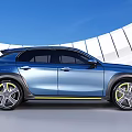 Blue SUV Car With Modern Design Yellow Accents And Black Roof