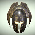 Black And Gold Fantasy Helmet Design With Winged Sides And Decorative Patterns