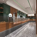 Cozy Dessert Shop Interior With Glass Display Cases Wooden Counters And Fresh Pastries