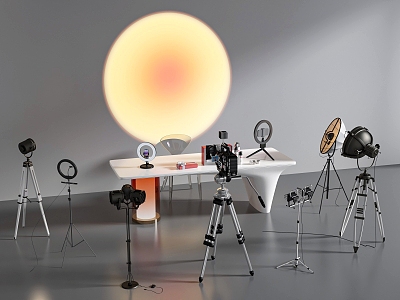 Modern live broadcast equipment sunset light 3d model