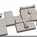Modern Beige Modular Sofa Interior Design With Comfortable Seats And Armrests 3d model