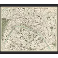 Vintage Paris City Map Framed Wall Art With Detailed Streets And Black Frame