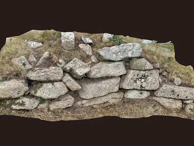 Rustic Wood And Stone Construction With Natural Stone Wall And Green Grass 3d model