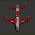 Red Futuristic Aircraft With Sleek Aerodynamic Design And Multiple Engines Shiny Surface