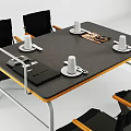 Folding Table And Chair Set With Black Tabletop Yellow Edges And Metal Legs