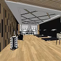 Modern Gym Interior Featuring Wood Panel Walls Wooden Flooring Crossbeam Ceiling Treadmills And Dumbbell Rack
