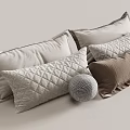 Stylish Decorative Cushions with Quilted Diamond Patterns Light Gray Beige Brown Tones and Round Textured Design