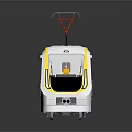 Modern White Tram With Yellow Stripes And Multiple Carriages On Reflective Surface 3d model