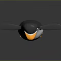 Cute 3D Penguin Character With Black And White Body Orange Feet Blue Eyes Outstretched Wings