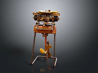 Vintage Mechanical Computer Device With Metal Stand Gears Levers And Rotating Parts 3d model