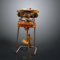 Vintage Mechanical Computer Device With Metal Stand Gears Levers And Rotating Parts