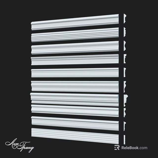 White Decorative Moldings In Various Styles For Interior Architectural Use 3d model 