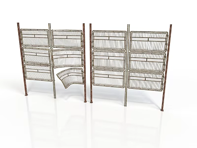 Multi Layered Metal Grid Shelves With Curved Section And Straight Structure 3d model