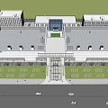 Modern Office Building Complex Featuring Central Courtyard Green Spaces And Pedestrian Walkway