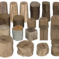 Natural Wooden Side Tables With Rustic Stump Design And Various Shapes
