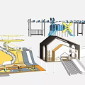 Modern Wooden Playground Equipment With Slides Climbing Structures And Tunnels