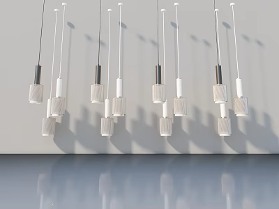 Modern Swing Door Design With Hanging Pendant Lights In Bright Interior 3d model