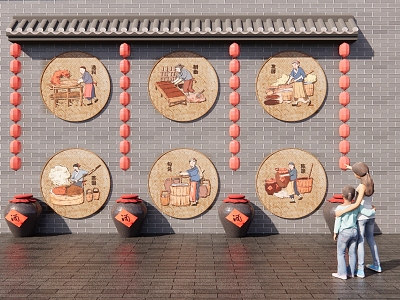 Chinese Brewing Culture Hand-painted Wall model