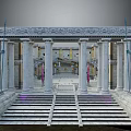 Classical Ancient Temple Building With Marble Statues Ornate Columns Decorative Facade And Grand Steps