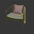 Modern Wooden Frame Leisure Chair With Light Gray Cushion Pillow And Armrest Blanket