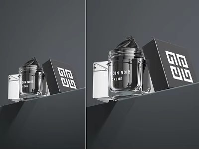 Luxury Cosmetic Jar With Black Lid Transparent Container Geometric Logo Box Show Yourself Slogan 3d model