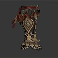 Ornate Ancient Weapon With Intricate Dragon Patterns And Metal Leather Craft Details