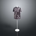 Black and White Zebra Print Short Sleeve Dress on White Standing Hanger with Gray Background