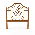 Bamboo Headboard With Geometric Pattern And Natural Wooden Structure