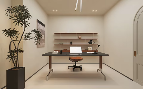 Modern Cream Office Study 3d model