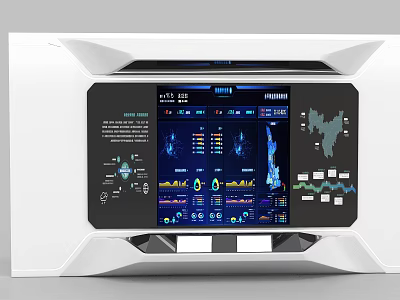 Public Facility Smart Control Panel With Multiple Screens Data Displays And Map Interface 3d model