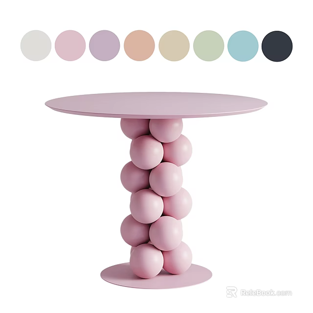 Modern Unique Coffee Table With Round Pink Top Sphere Stacked Legs And Multiple Color Options 3d model 