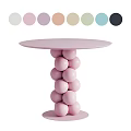 Modern Unique Coffee Table With Round Pink Top Sphere Stacked Legs And Multiple Color Options