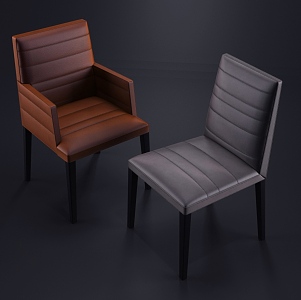 Dining Chair Combination Leisure Chair Armchair Leather Chair Leather Chair Leather Chair Orange Single Chair Light Luxury Single Chair Simple Single Chair Leather Flexible Bag Chair Leather Leisure Chair 3d model