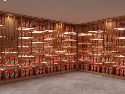 Luxury Wine Cellar Design With Warm Illumination And Abundant Liquor Displays 3d model