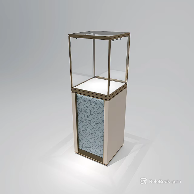Jewelry Store Modern Display Case With Glass Enclosure Metal Frame And Patterned Base Design 3d model 