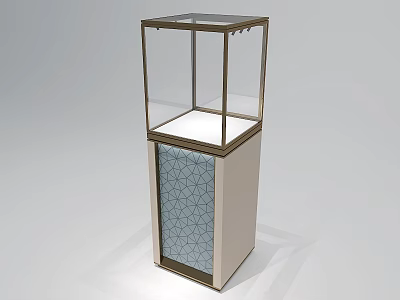 Jewelry Store Modern Display Case With Glass Enclosure Metal Frame And Patterned Base Design 3d model