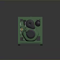 Green Framed Industrial Air Compressor With Black Motor And Enclosed Structure
