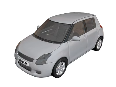 Silver Compact Car Exterior With Four Doors And Alloy Wheels 3d model