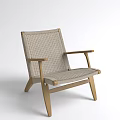 Two Modern Leisure Chairs With Wooden Frame And Woven Seat Backrest Design