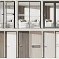 Modern Hinged Doors With Wooden Frames And Glass Panel Interior Designs 3d model