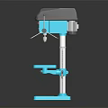 Blue and Gray Industrial Drill Press With Sturdy Base Adjustable Worktable And Metal Column 3d model