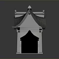Scenic View Of Traditional Japanese Architecture With Curved Roof And Wooden Structure